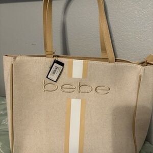 BEBE Almond Canvas Tote